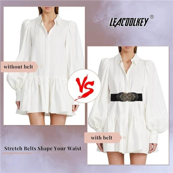 2/3/4 Pack Women Vintage Wide Waist Belt for Dress, Elastic Cinch Belt main image 5